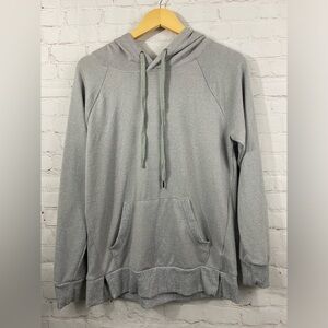 Peace & Pearls Hoodie Womens Size Medium Gray Thin Pullover Kangaroo Pockets